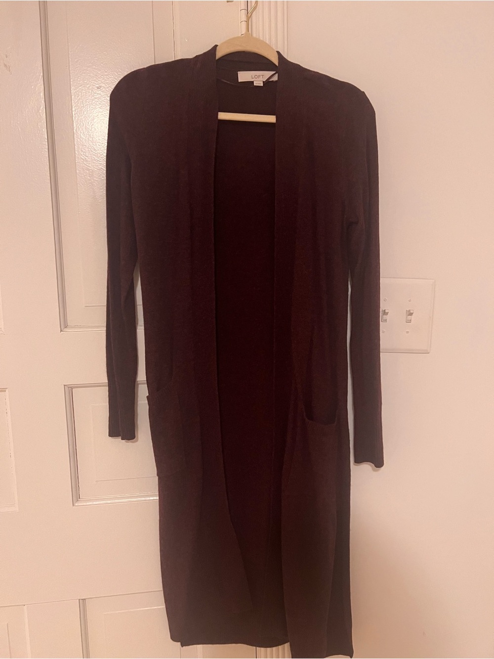 LOFT Chocolate Brown Long Open Cardigan